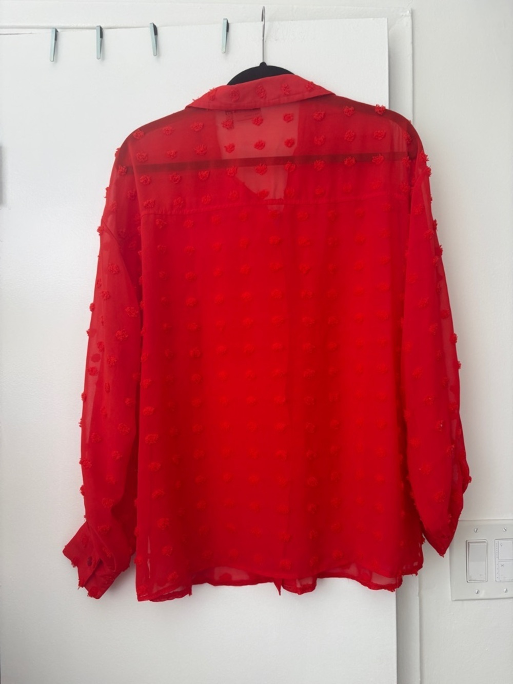 ASOS red textured dot sheer blouse - Picture 4 of 4